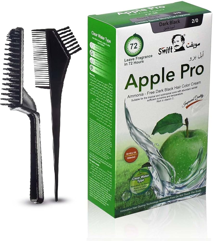 Swift - Apple pro - Dark black hair coloring cream - (Dark Black 2/0) - 100 ml