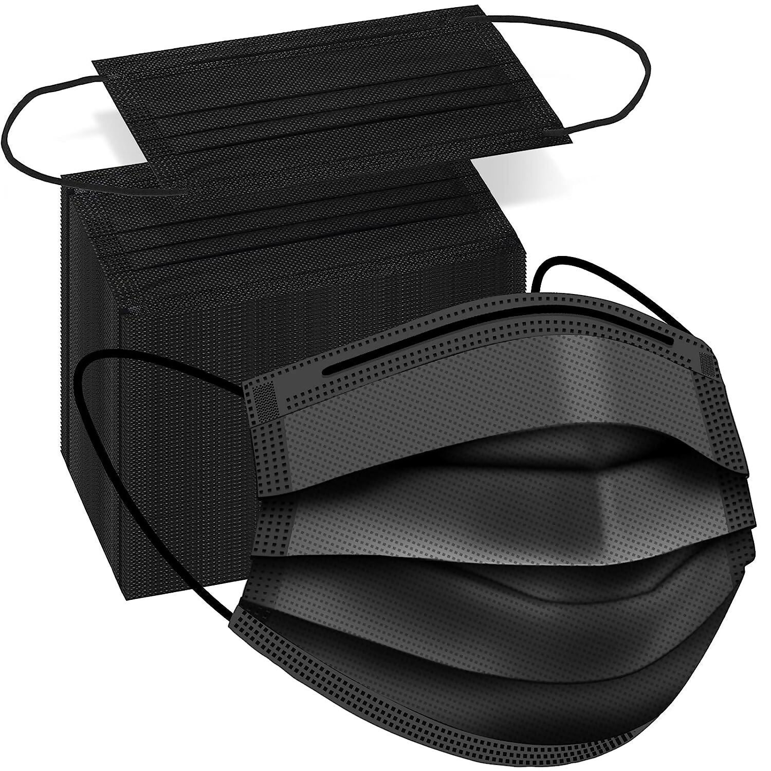 Prune - Face Mask Black Disposable Breathable Dust Filter Masks with Elastic Ear Loop for Men & Women - 50 pieces