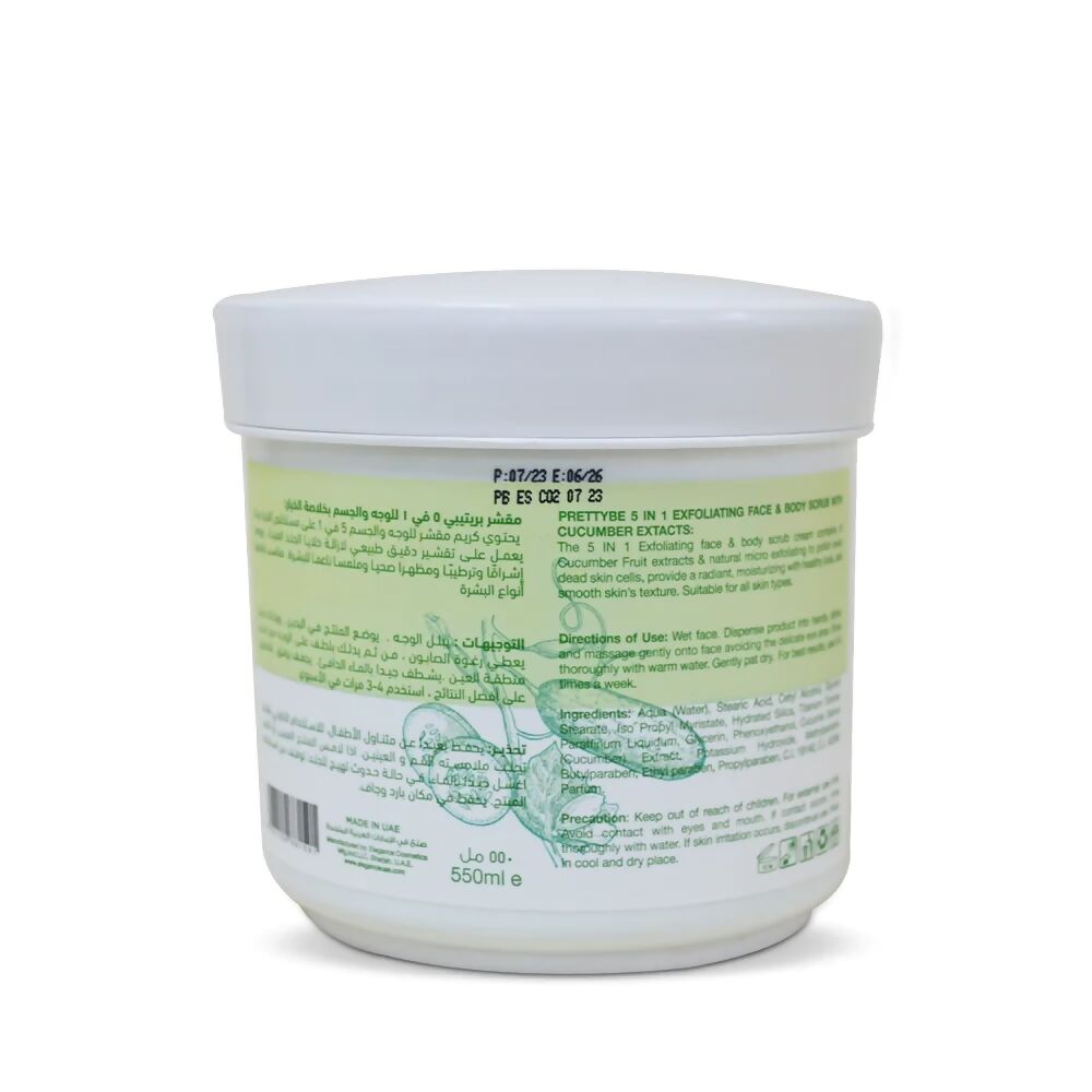PrettyBe - 5 in 1 Face and Body Scrub (Cucumber) - 550 ML