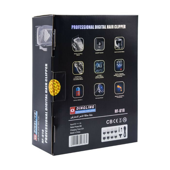 Dingling - Professional Digital Hair Clipper - Gray - Model Number: RF-618