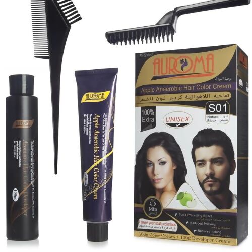 أوروما - كريم صبغ الشعر باللون الأسود الطبيعي - (Natural Black-S01)