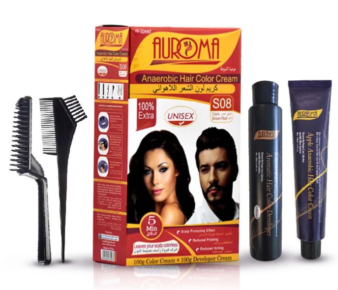 AUROMA - Hair coloring cream - Dark Brown Red S08