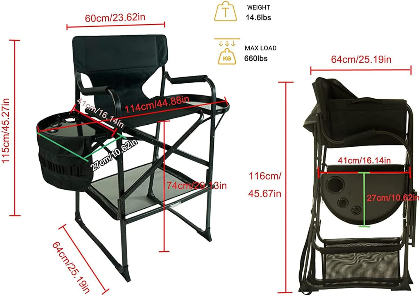 Salon System - Black Make-up Artist Chair