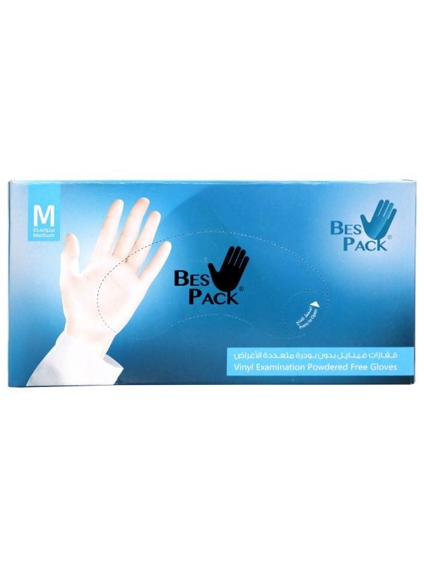 Best Pack Powderless Vinyl Gloves Multi-Purpose Medium 80 Pieces