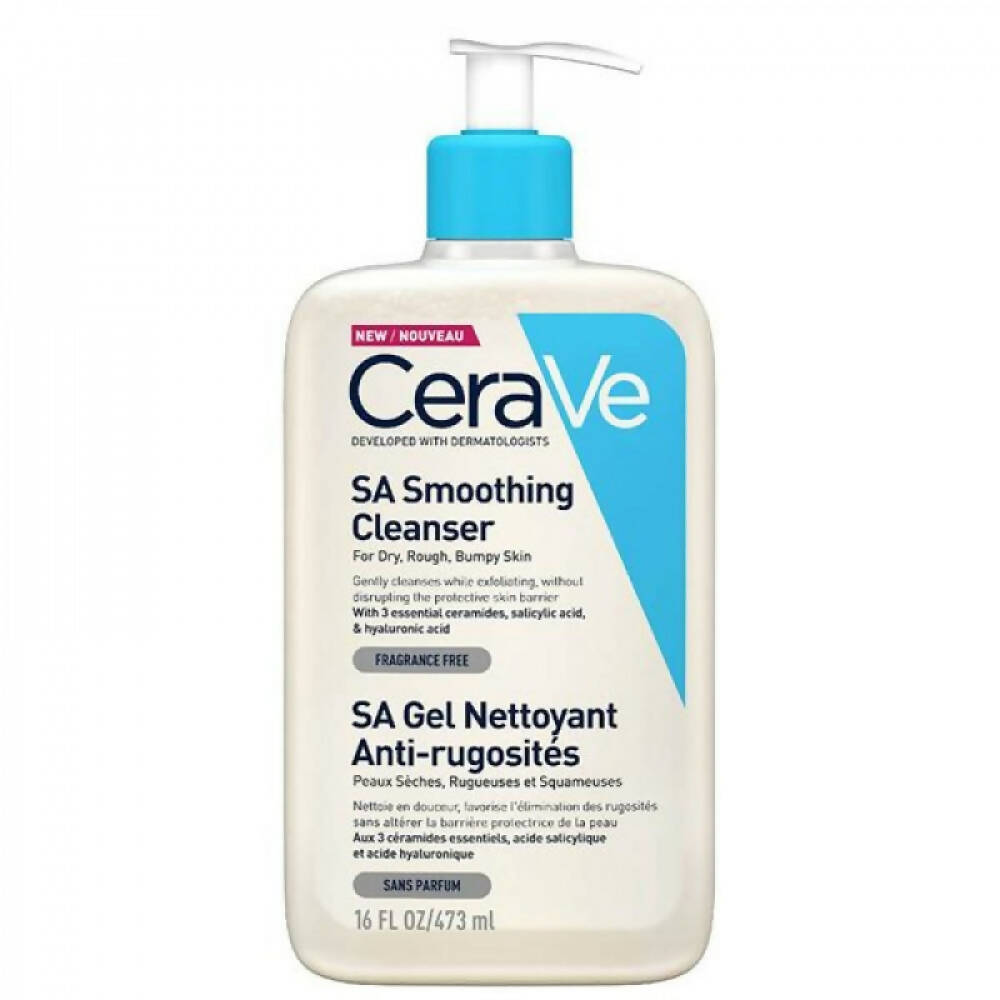 CeraVe SA اسموتھنگ کلینزر جیل خشک، کھردری، کھردری جلد کے لیے - 473ml