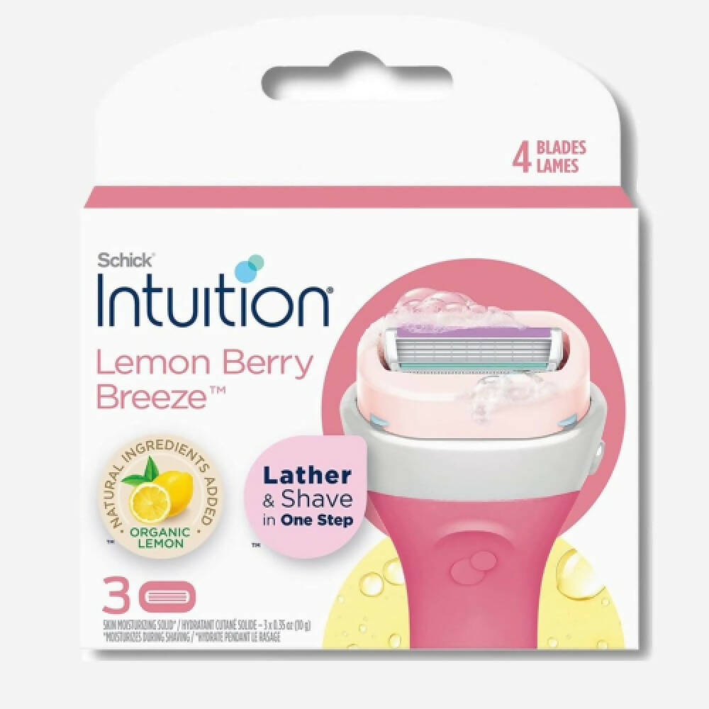 Schick Intuition Lemon Berry Breeze Refill Blade Cartridges for Women - (3 Cartridges).