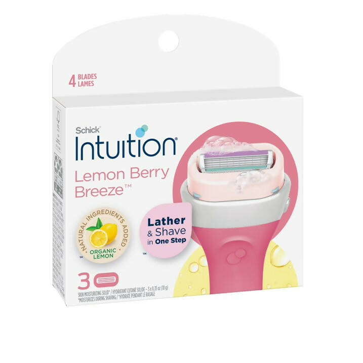 Schick Intuition Lemon Berry Breeze Refill Blade Cartridges for Women - (3 Cartridges).
