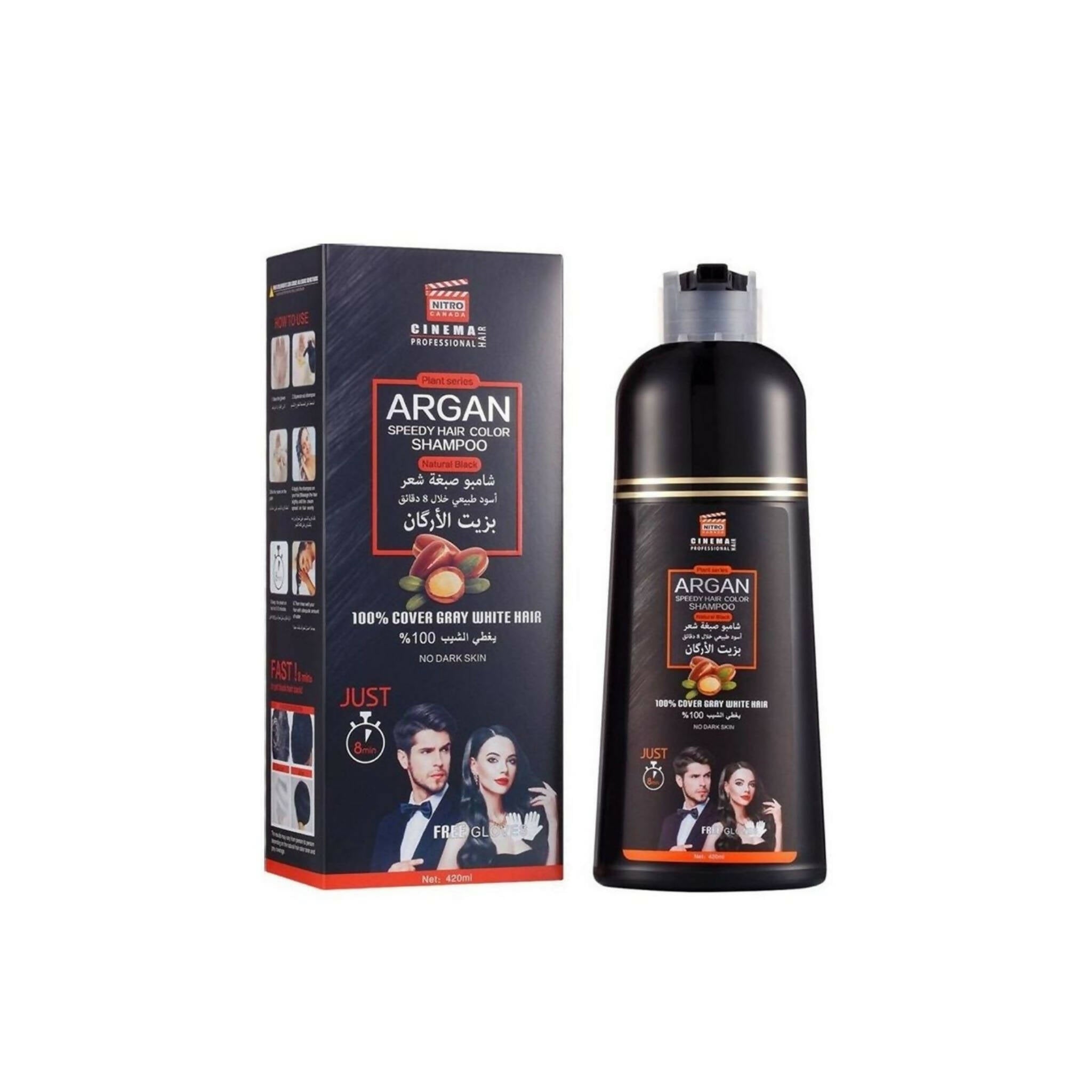 Nitro Canada Argan Yağlı Speedy Saç Boyası Şampuanı Doğal Siyah 420 ml